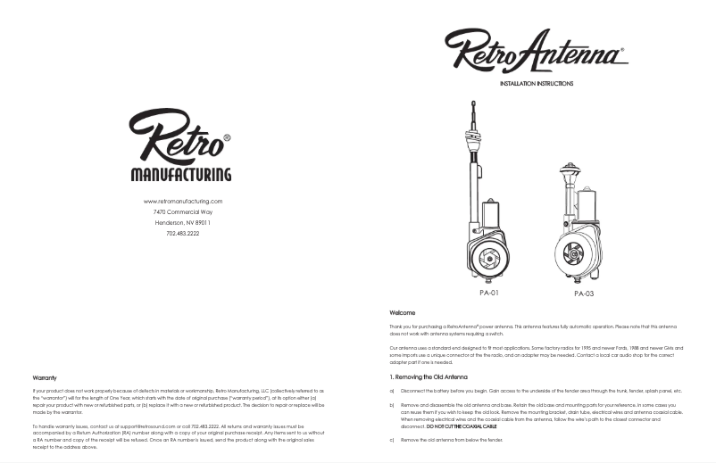 Page 1 de la notice Manuel utilisateur RetroSound PA-03