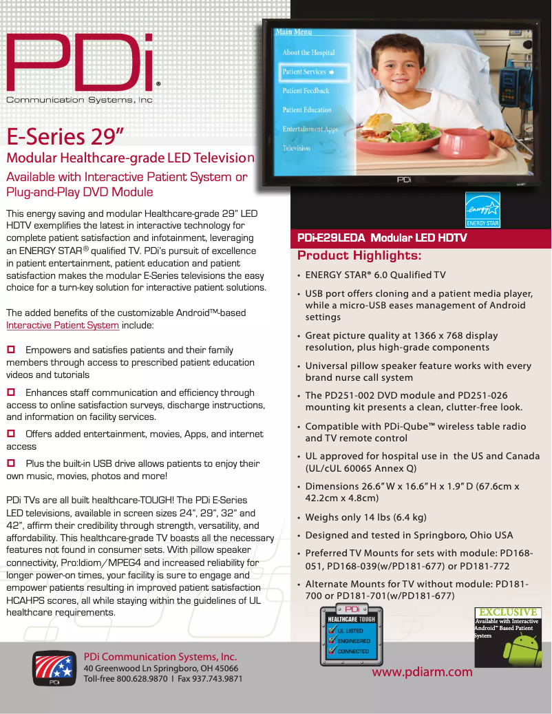 Page 1 de la notice Manuel utilisateur PDI PDI-E29LEDA
