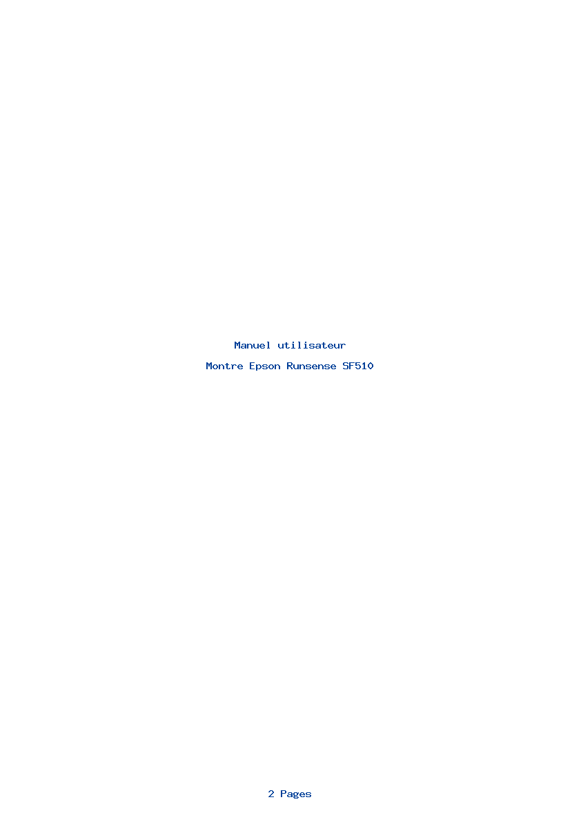 Page 1 de la notice Manuel utilisateur Epson Runsense SF510