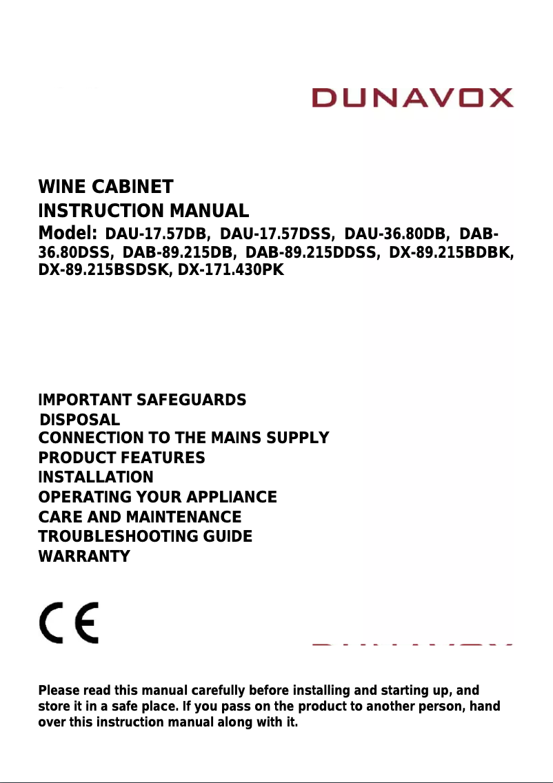 Page 1 of the manual User Manual Dunavox DX-171.430PK