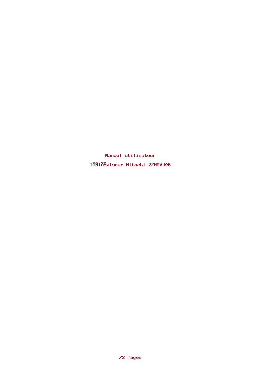 Page 1 de la notice Manuel utilisateur Hitachi 27MMV40B