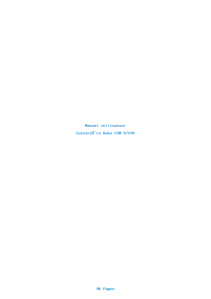 Page 1 de la notice Manuel utilisateur Beko CSM 57100