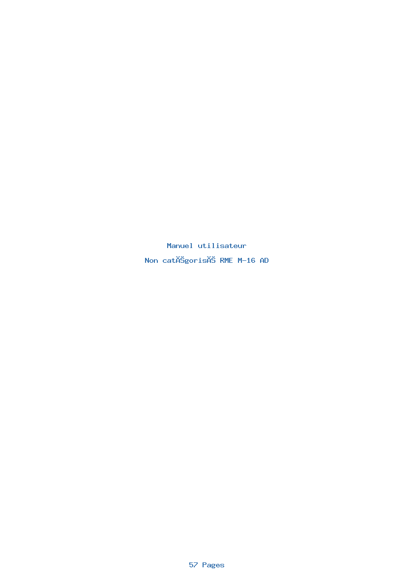 Page 1 de la notice Manuel utilisateur RME M-16 AD