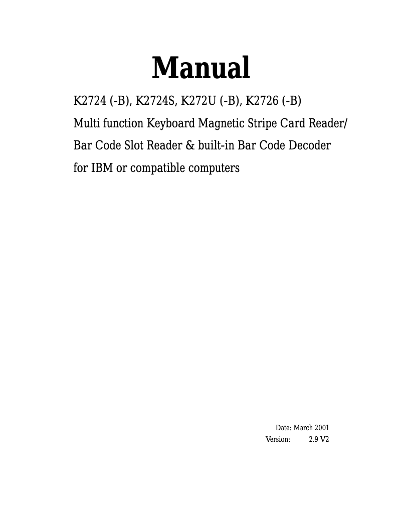 Page 1 of the manual User Manual Unitech K2726