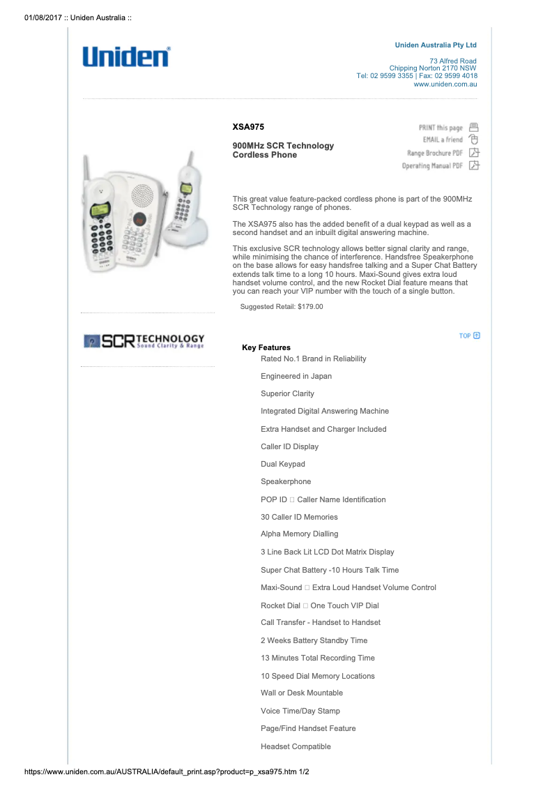 Imagen de la primera página del manual del dispositivo XSA 975