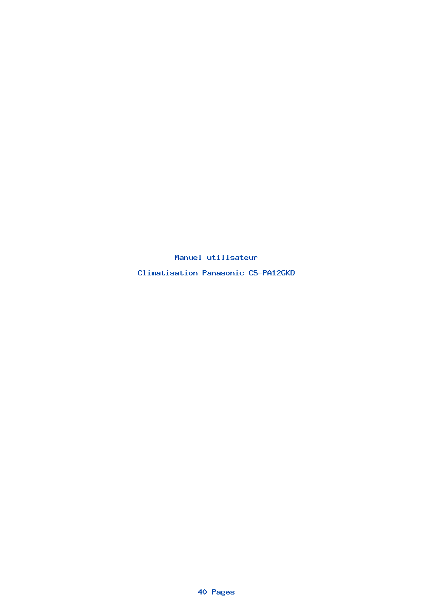 Page 1 de la notice Manuel utilisateur Panasonic CS-PA12GKD