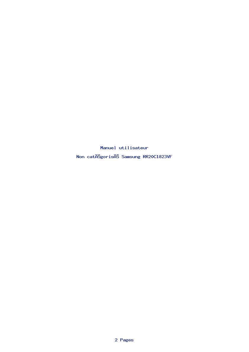 Page 1 de la notice Manuel utilisateur Samsung RR20C1823VF