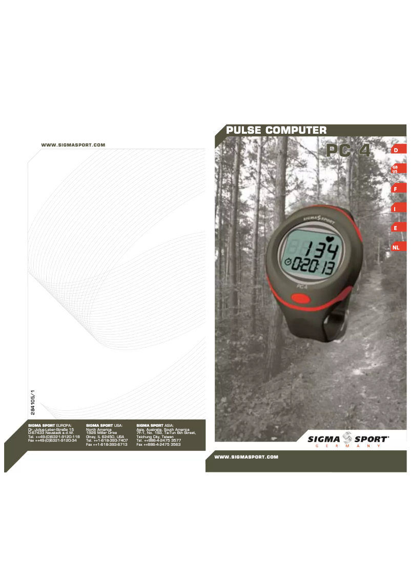 Page 1 de la notice Manuel utilisateur Sigma PC 4