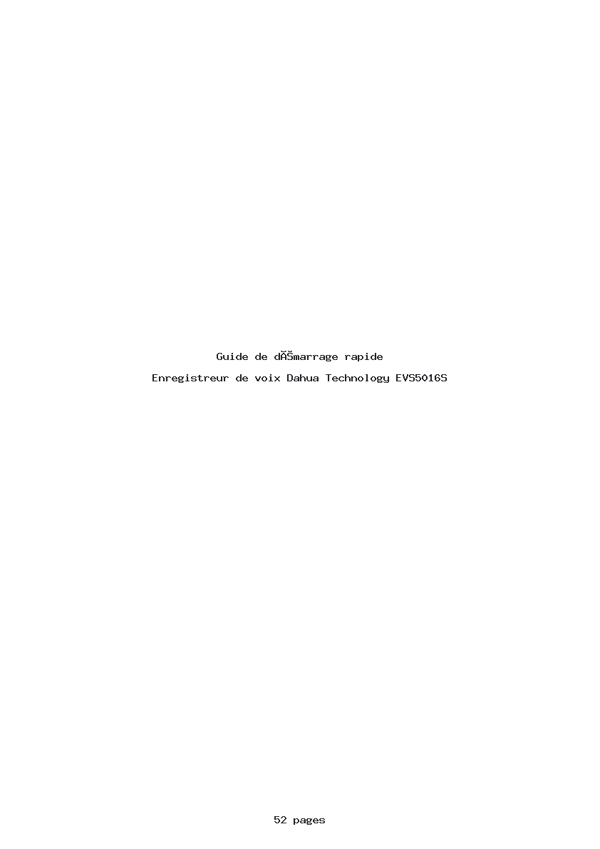 Page 1 de la notice Guide de démarrage rapide Dahua Technology EVS5016S