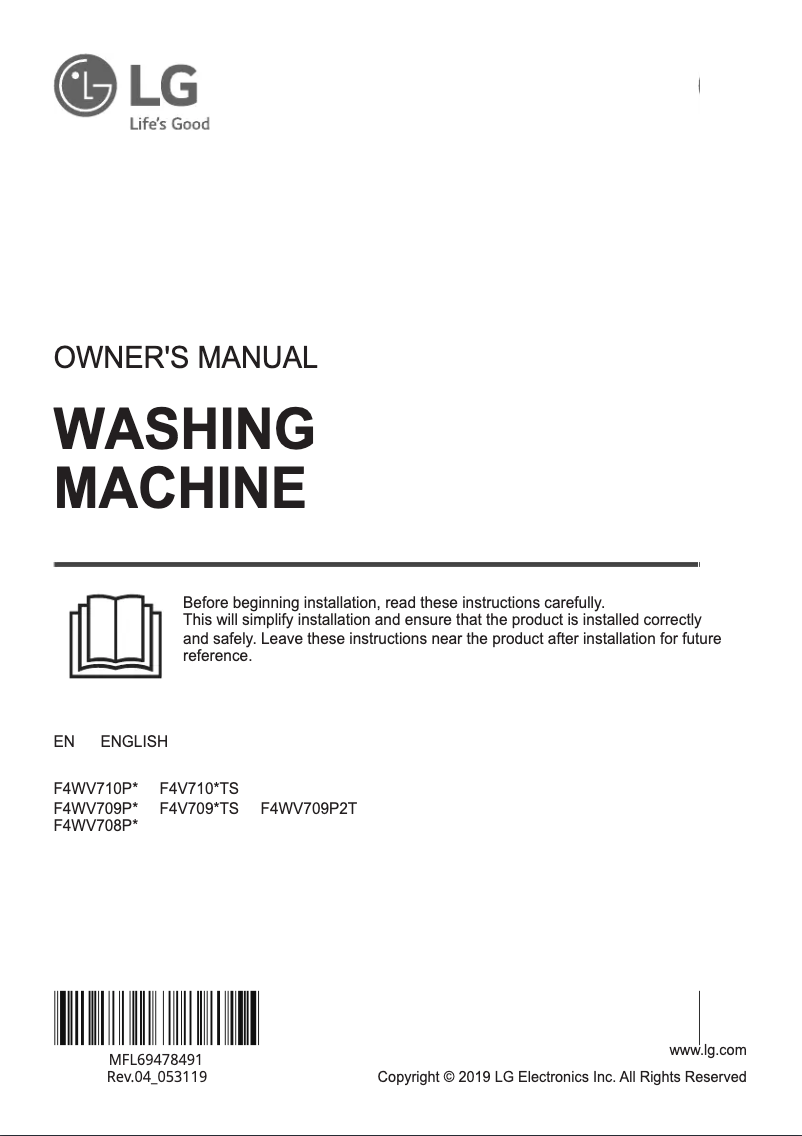 Página 1 del manual Manual de usuario LG F4WV708P1 TurboWash