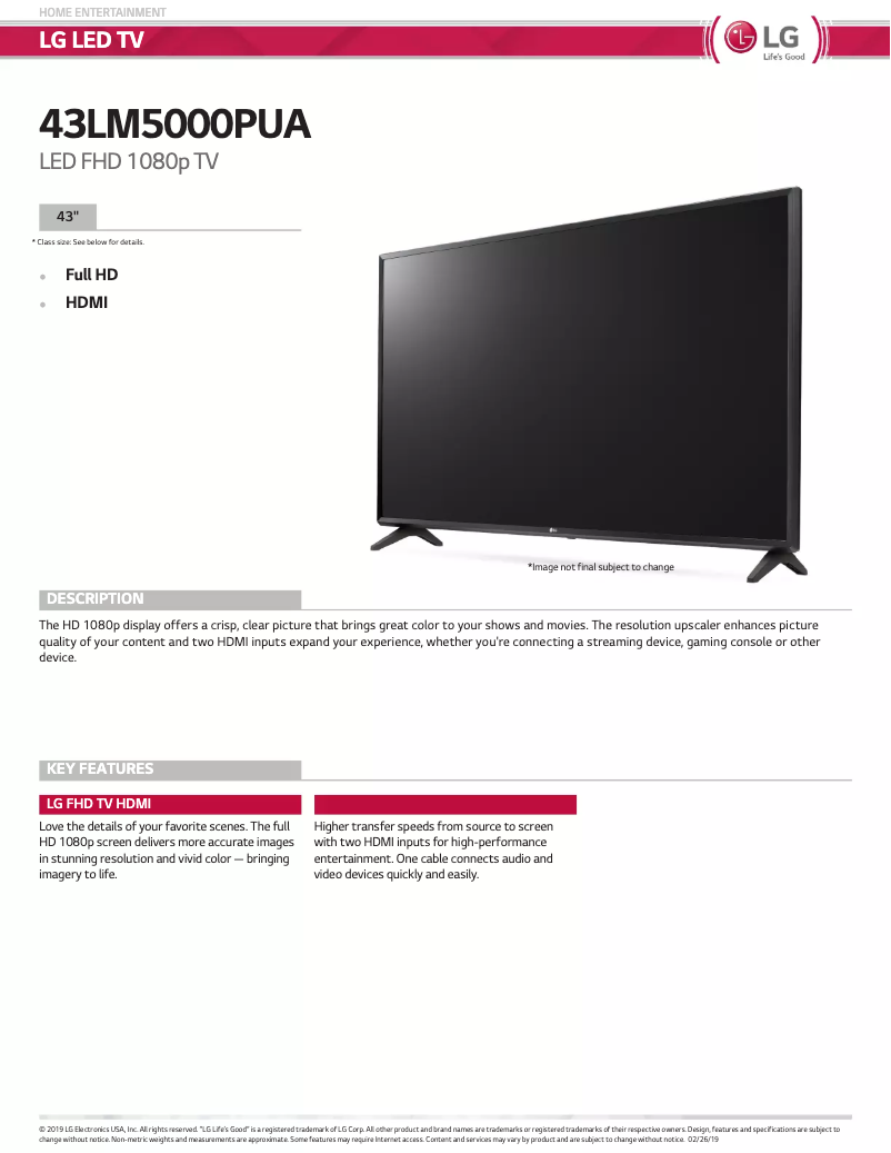 Page 1 de la notice Manuel utilisateur LG LM5000PUA