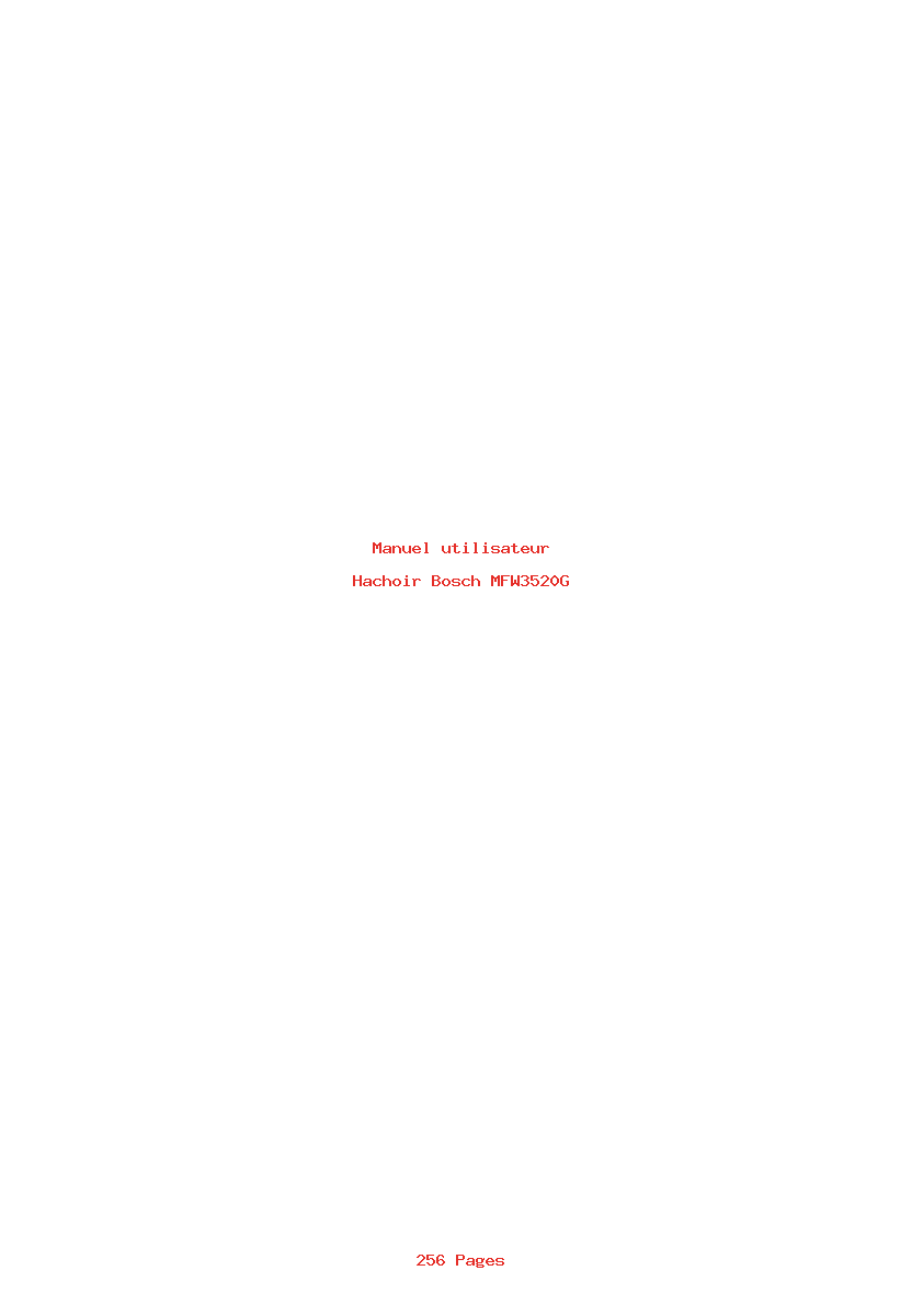 Page 1 de la notice Manuel utilisateur Bosch MFW3520G