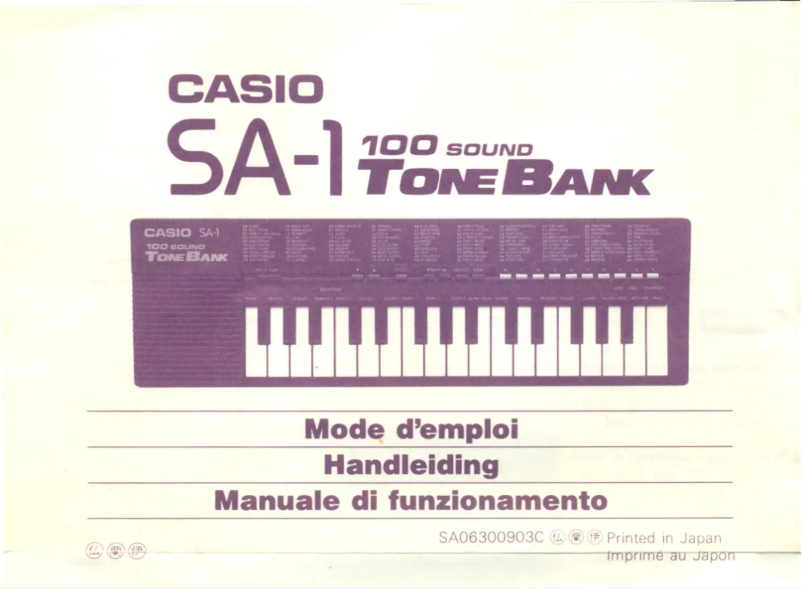 Page 1 de la notice Manuel utilisateur Casio SA-1