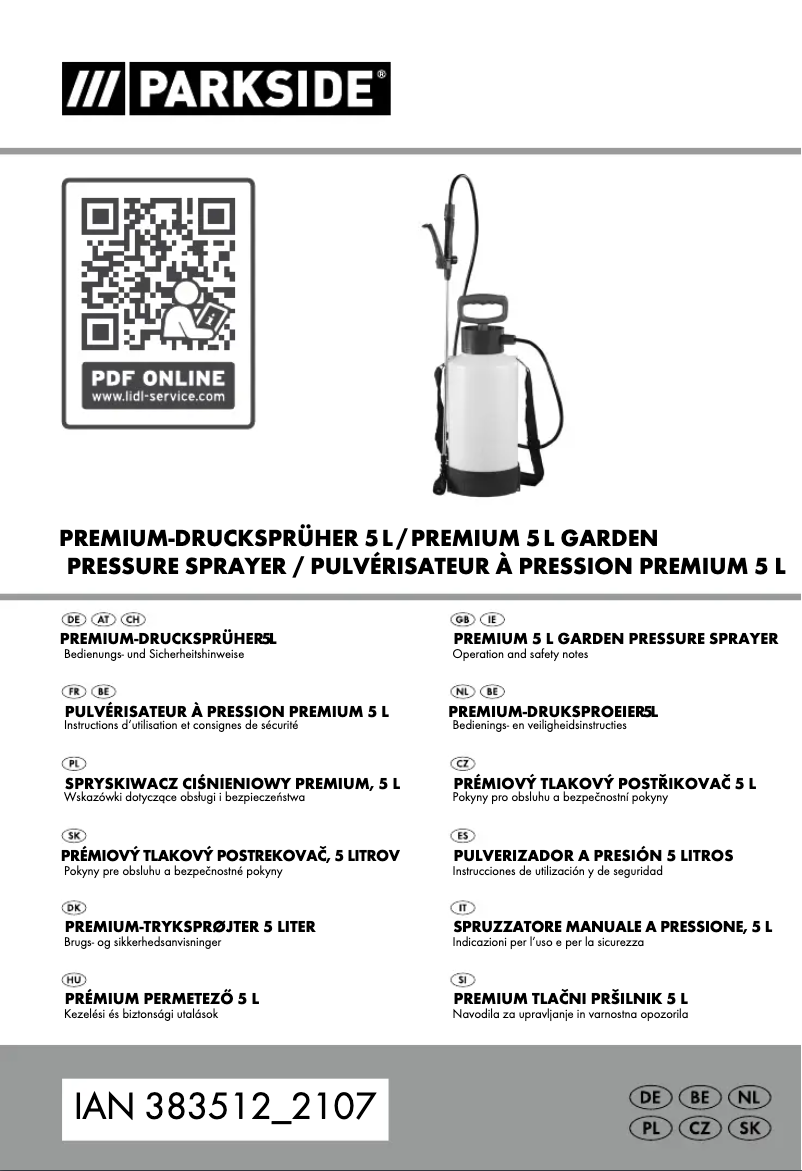 Page 1 de la notice Manuel utilisateur Parkside HG01829