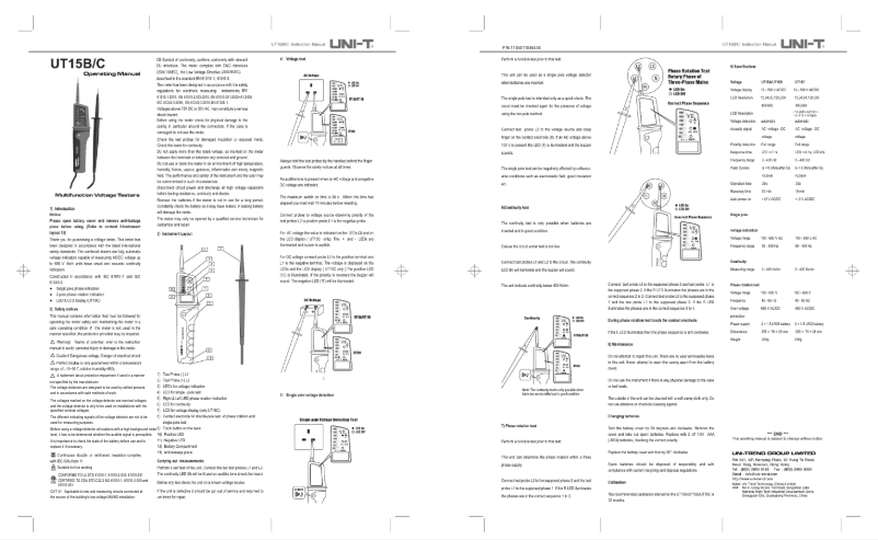 Page 1 de la notice Manuel utilisateur Uni-T UT15C