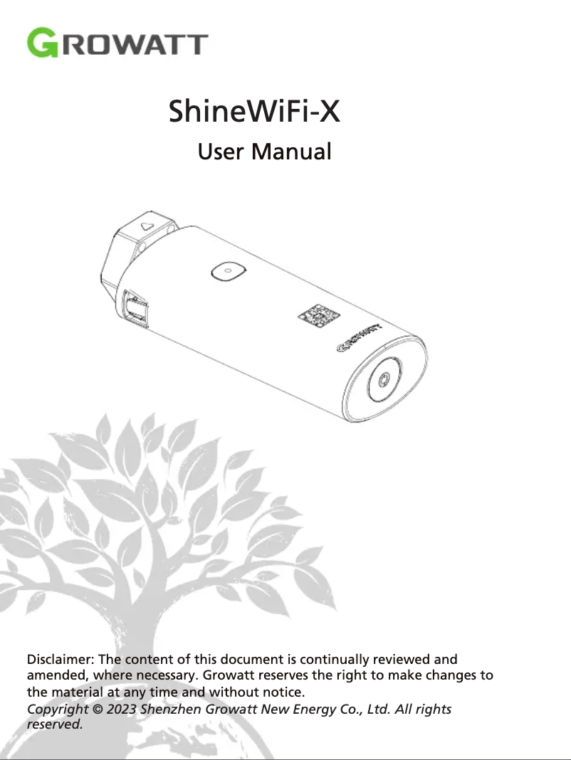 Page 1 de la notice Manuel utilisateur Growatt Shine WiFi