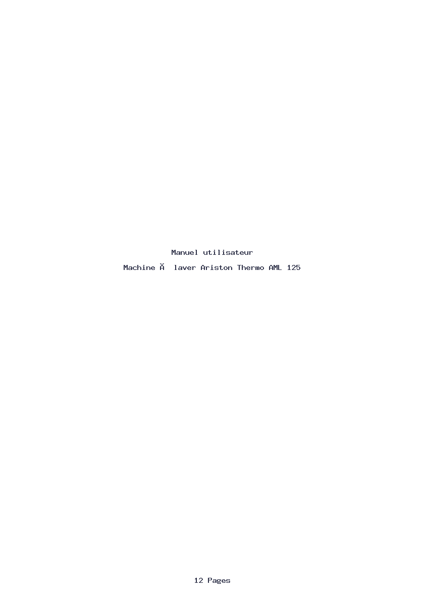 Page 1 de la notice Manuel utilisateur Ariston Thermo AML 125