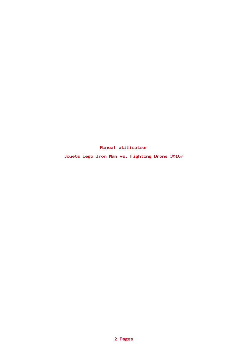 Page 1 de la notice Manuel utilisateur Lego Iron Man vs. Fighting Drone 30167