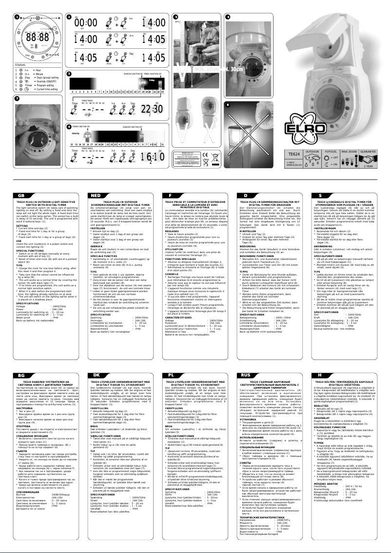 Page 1 de la notice Manuel utilisateur Elro TE624