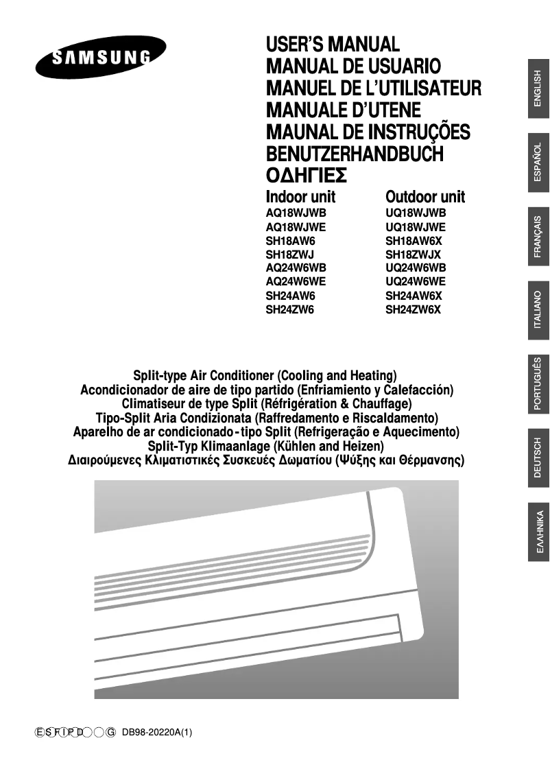 Página 1 del manual Manual de usuario Samsung SH18AW6
