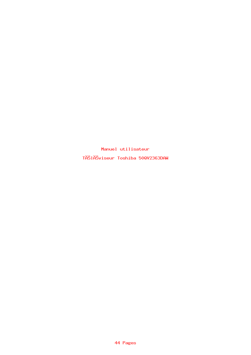 Page 1 de la notice Manuel utilisateur Toshiba 50QV2363DAW