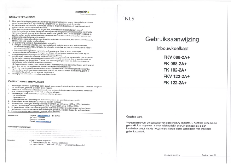 Página 1 del manual Manual de usuario Exquisit FK 088-2A