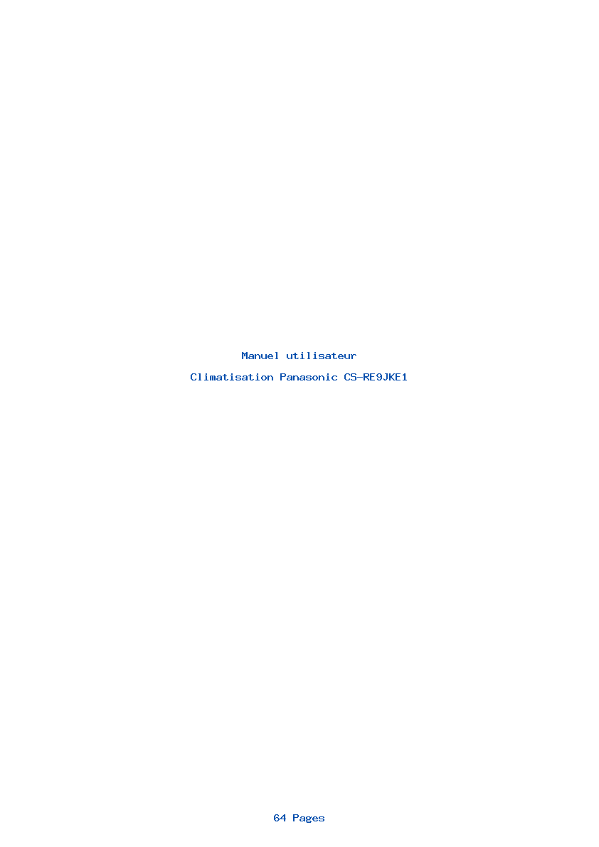 Page 1 de la notice Manuel utilisateur Panasonic CS-RE9JKE1