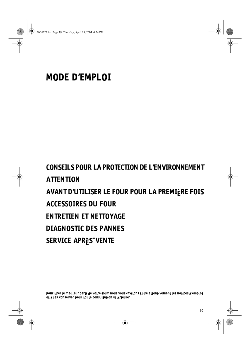 Page 1 de la notice Manuel utilisateur Whirlpool AKP 236 IX