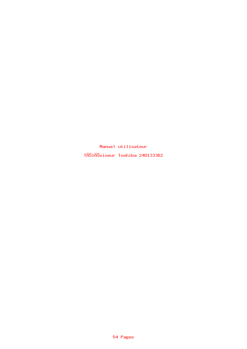 Page 1 de la notice Manuel utilisateur Toshiba 24D1333B2