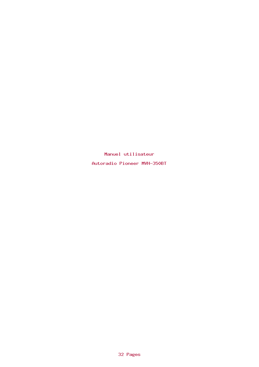 Page 1 de la notice Manuel utilisateur Pioneer MVH-350BT