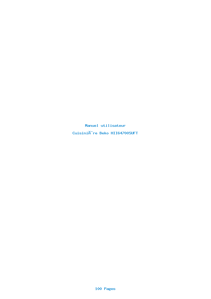 Page 1 de la notice Manuel utilisateur Beko HII64700SUFT