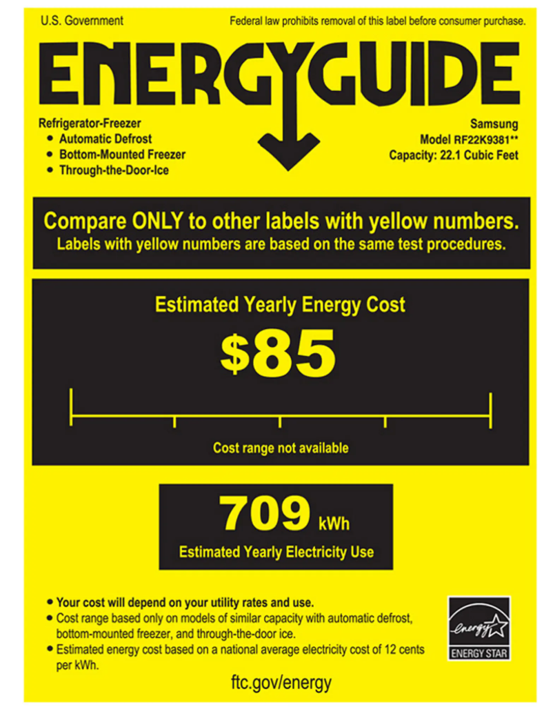 Página 1 del manual Etiqueta energética Samsung RF22K9381SR