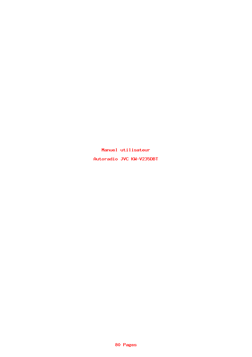 Page 1 de la notice Manuel utilisateur JVC KW-V235DBT