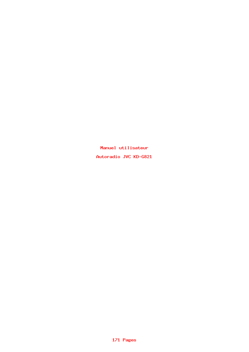 Page 1 de la notice Manuel utilisateur JVC KD-G821
