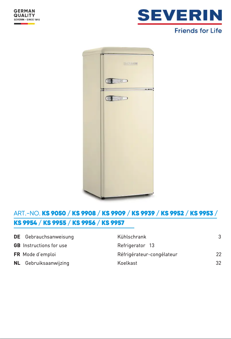 Page 1 de la notice Manuel utilisateur Severin KS 9908