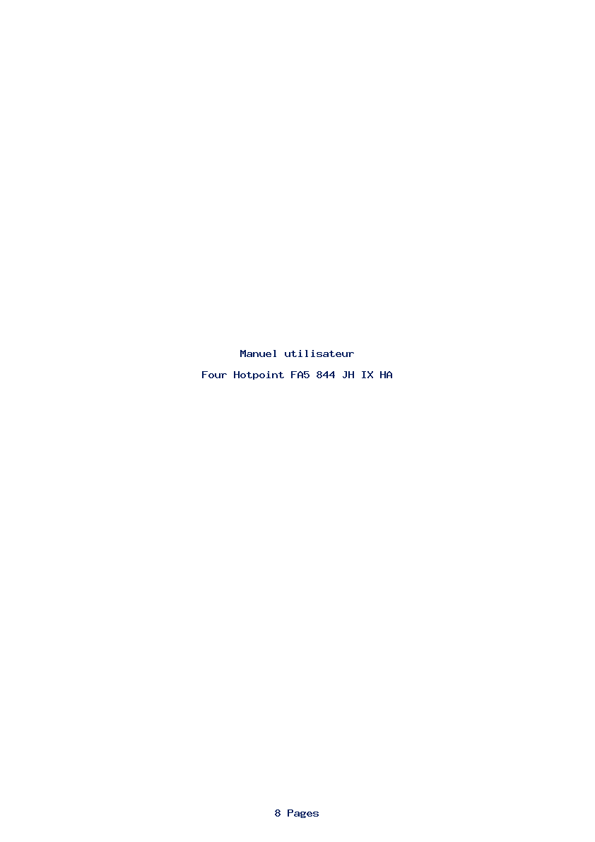 Page 1 de la notice Manuel utilisateur Hotpoint FA5 844 JH IX HA