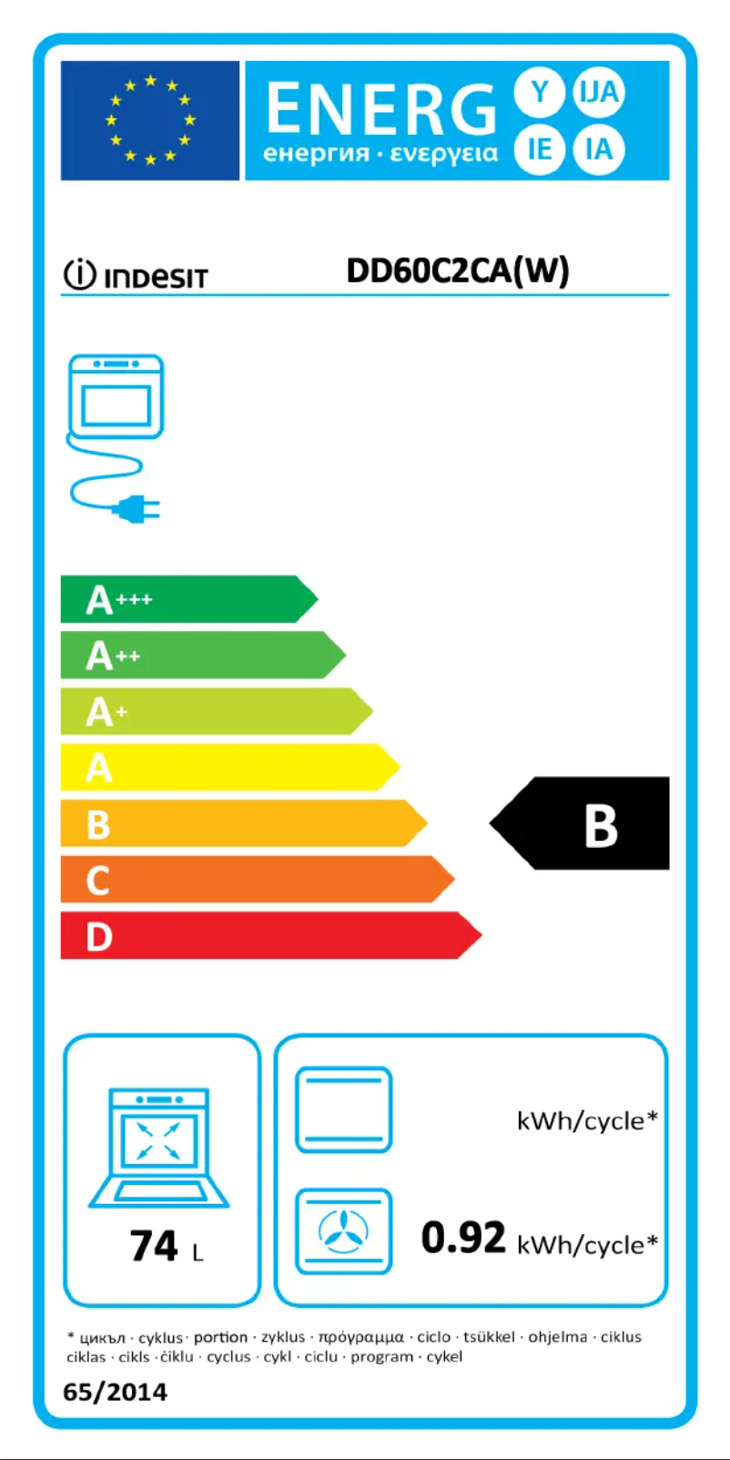 Page 1 de la notice Manuel utilisateur Indesit DD60C2CA(W)