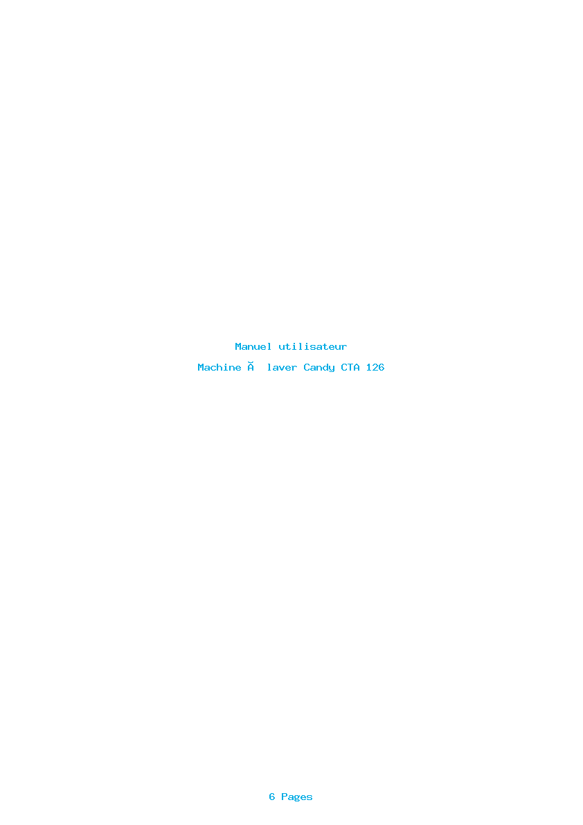 Page 1 de la notice Manuel utilisateur Candy CTA 126