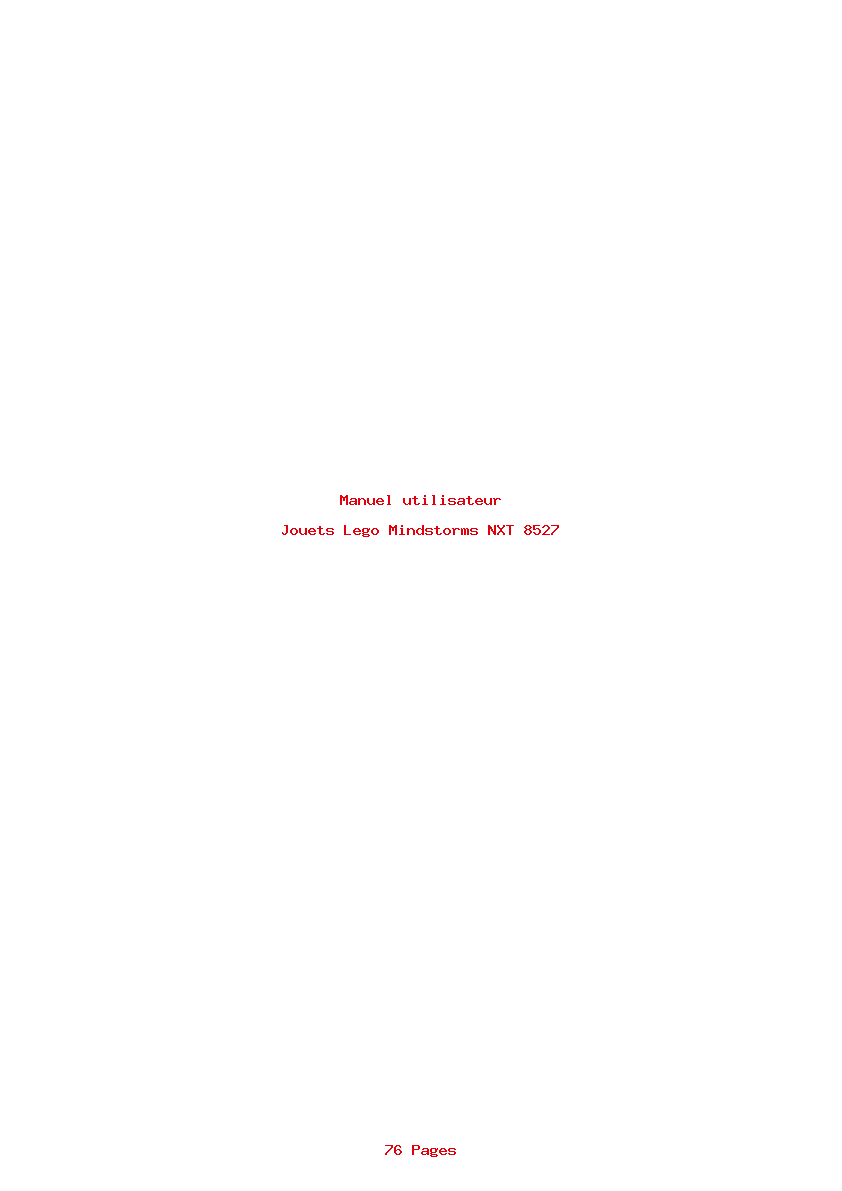 Page 1 de la notice Manuel utilisateur Lego Mindstorms NXT 8527