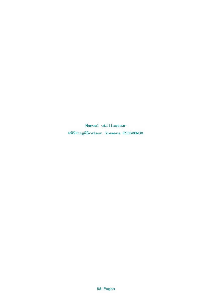 Page 1 de la notice Manuel utilisateur Siemens KS36VBW30