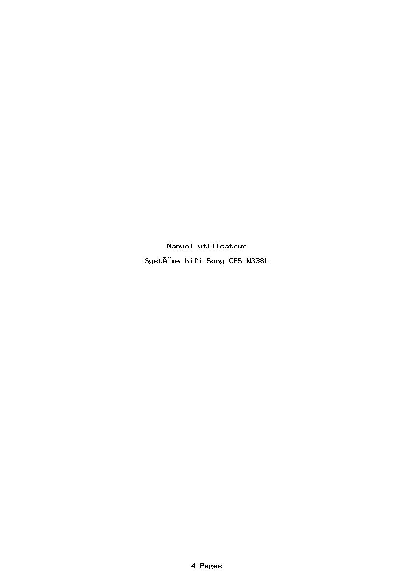 Page 1 de la notice Manuel utilisateur Sony CFS-W338L