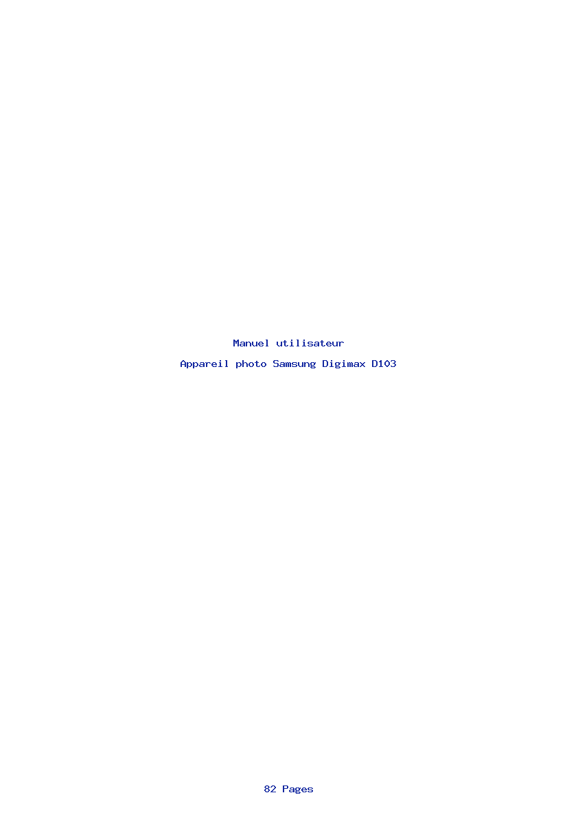 Page 1 de la notice Manuel utilisateur Samsung Digimax D103