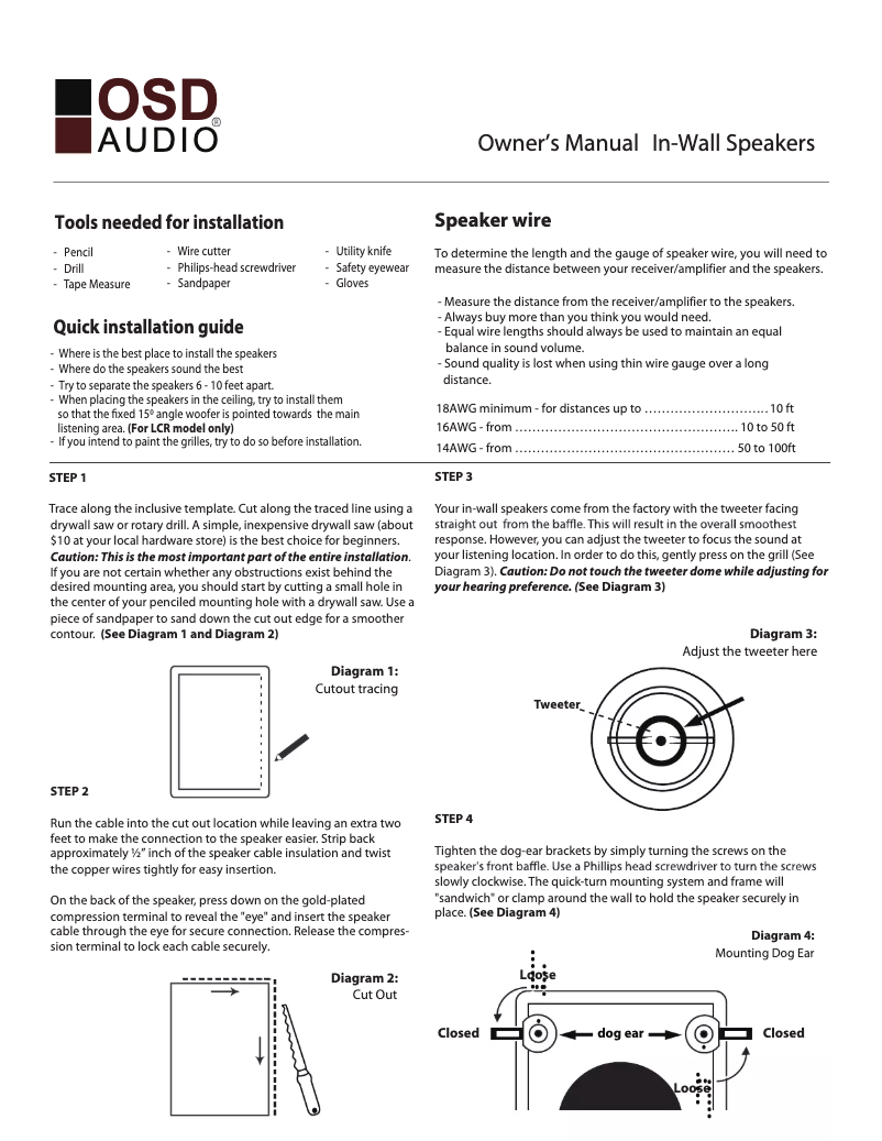 Page 1 of the manual User Manual OSD Audio IW520