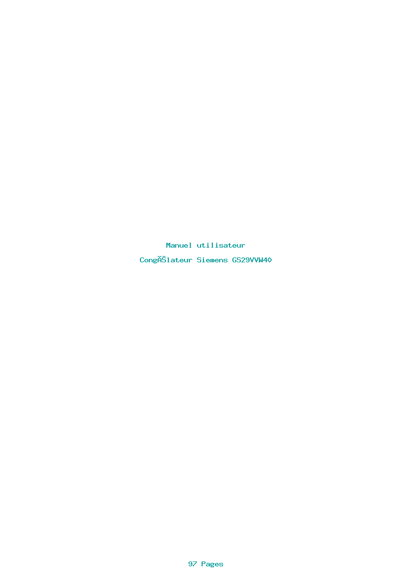 Page 1 de la notice Manuel utilisateur Siemens GS29VVW40