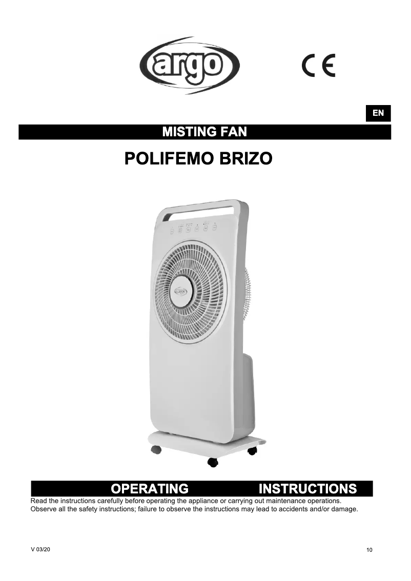 Página 1 del manual Manual de usuario Argoclima Polifemo Brizo