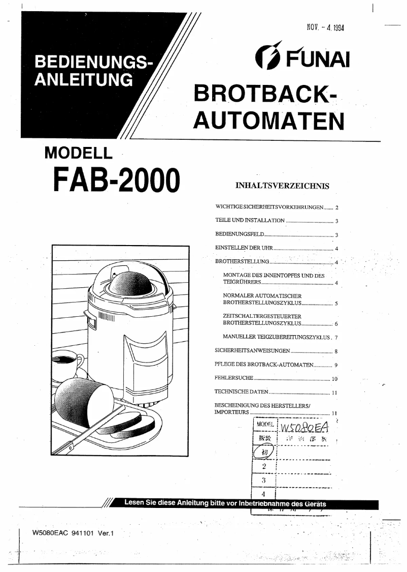 Página 1 del manual Manual de usuario Funai FAB-2000