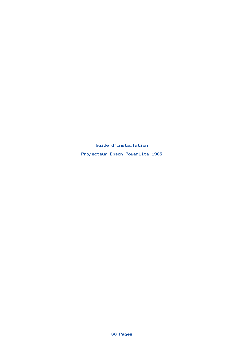 Page 1 de la notice Guide d'installation Epson PowerLite 1965