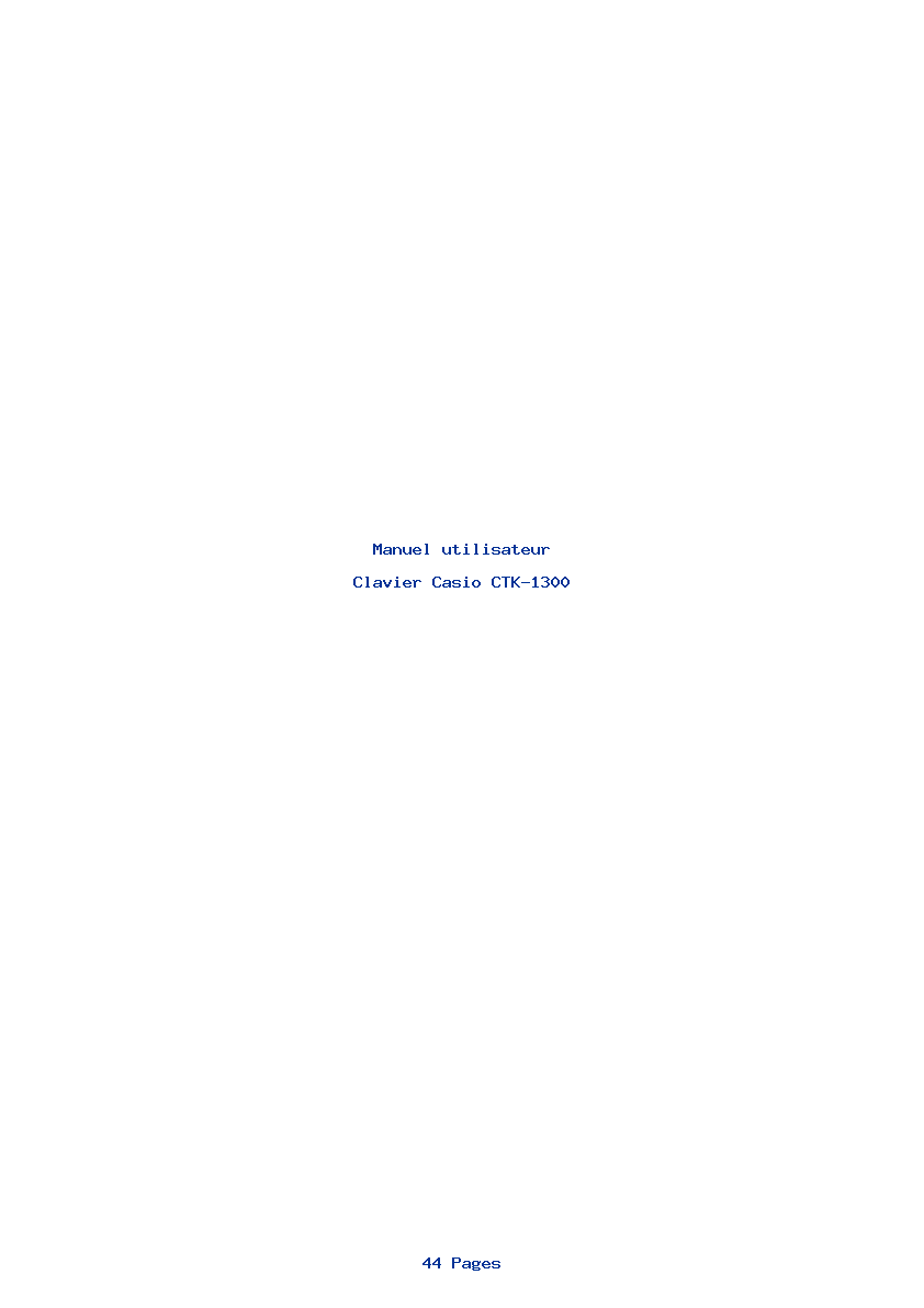Page 1 de la notice Manuel utilisateur Casio CTK-1300