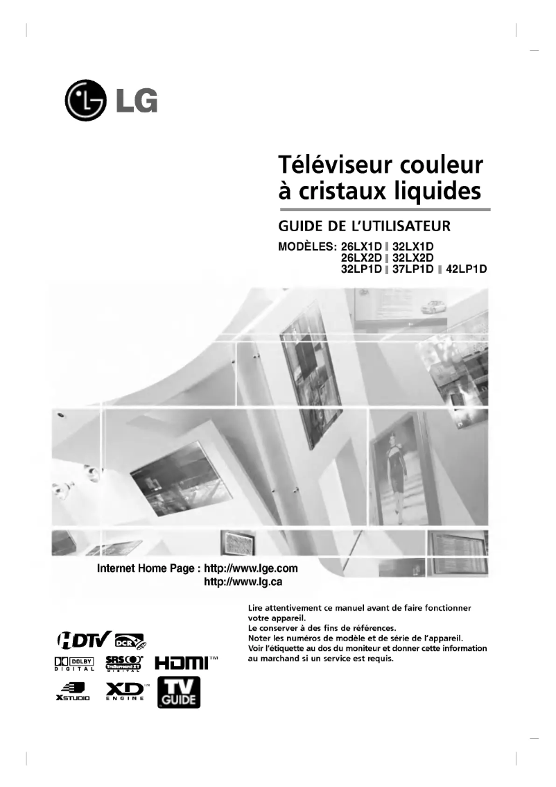 Page 1 de la notice Manuel utilisateur LG 32LX1D