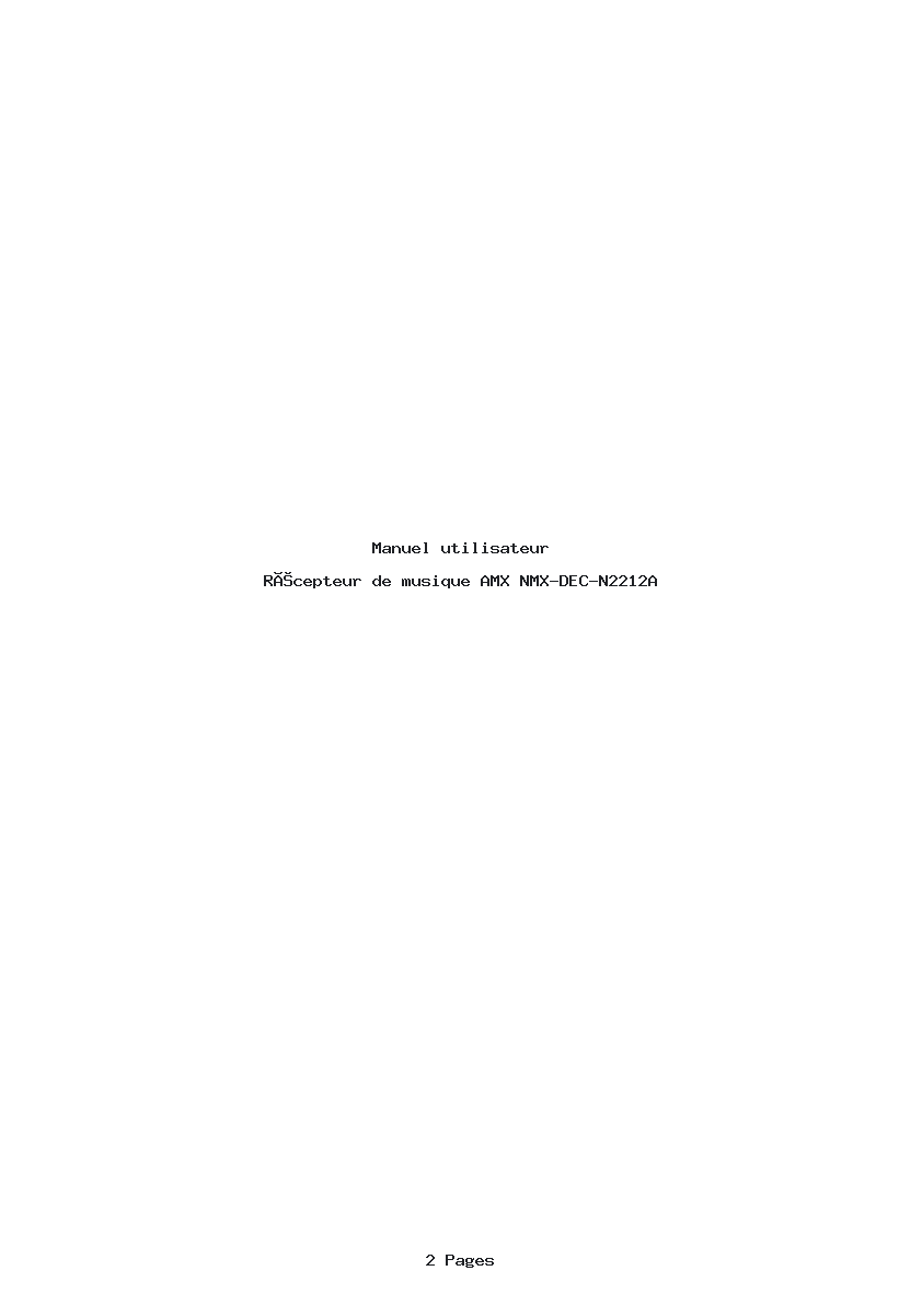 Page 1 de la notice Manuel utilisateur AMX NMX-DEC-N2212A